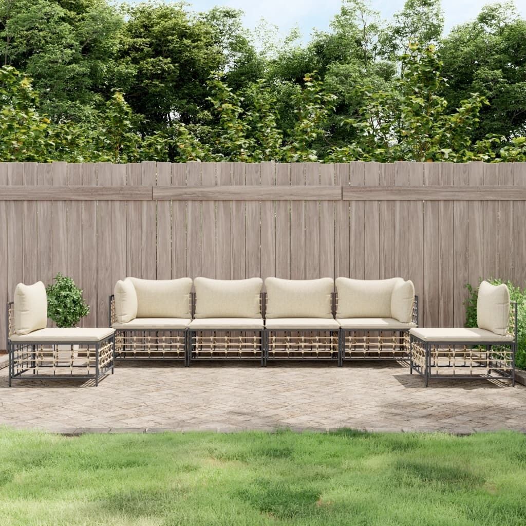 Garden Lounge Set with Cushions Anthracite Poly Rattan Price