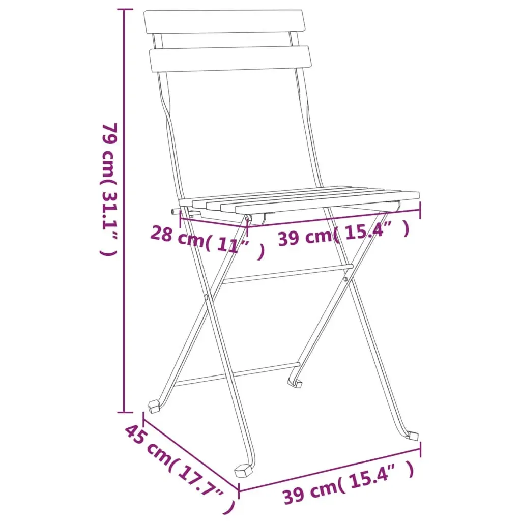 Folding Bistro Chairs Solid Wood Teak and Steel Price