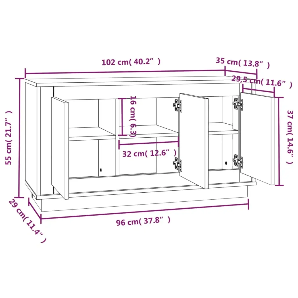 Sideboard 102x35x55 cm Engineered Wood Price