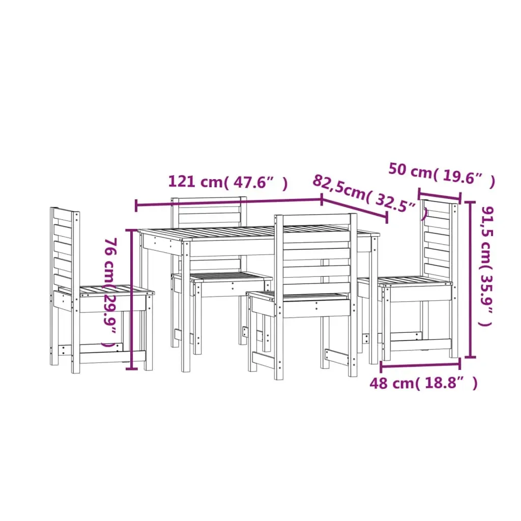 5 Piece Garden Dining Set Solid Pine Wood Price