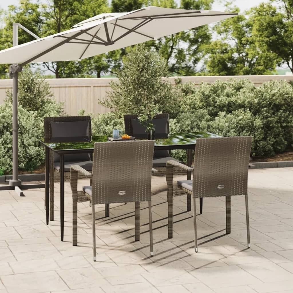 Garden Dining Set with Cushions Black Poly Rattan Price