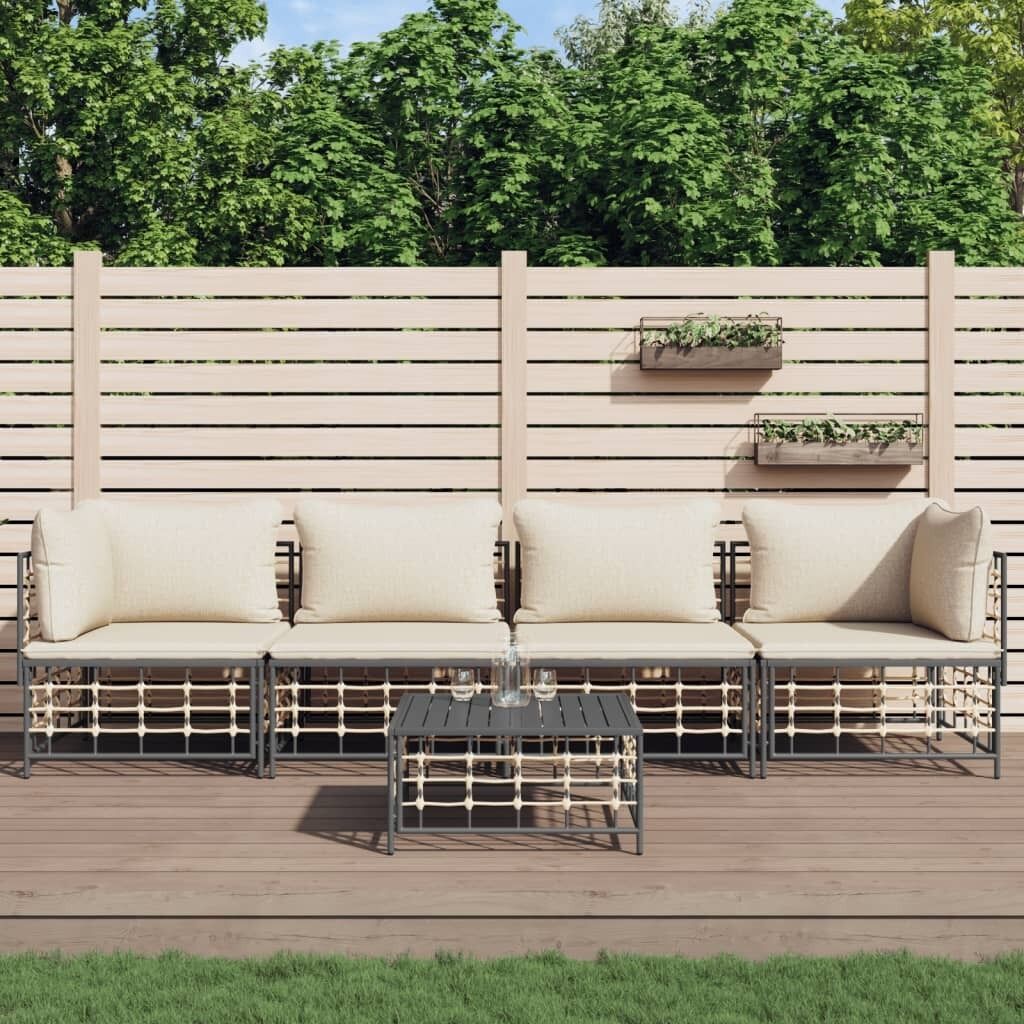 Garden Lounge Set with Cushions Anthracite Poly Rattan Price