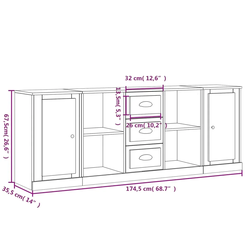 Sideboards 3 pcs Engineered Wood Price