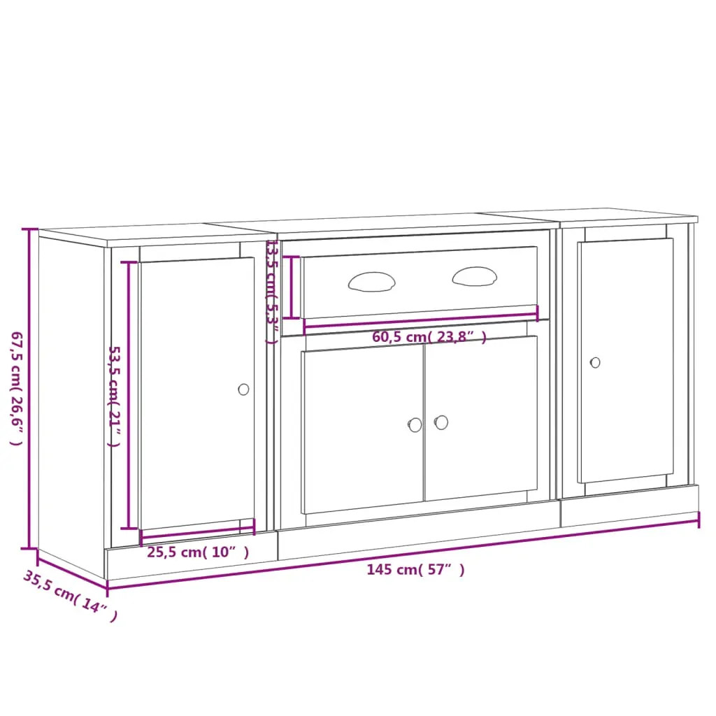 Sideboards 3 pcs Engineered Wood Price