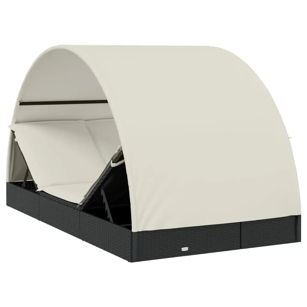 2-Person Sunbed with Round Roof 211x112x140 cm Poly Rattan Price