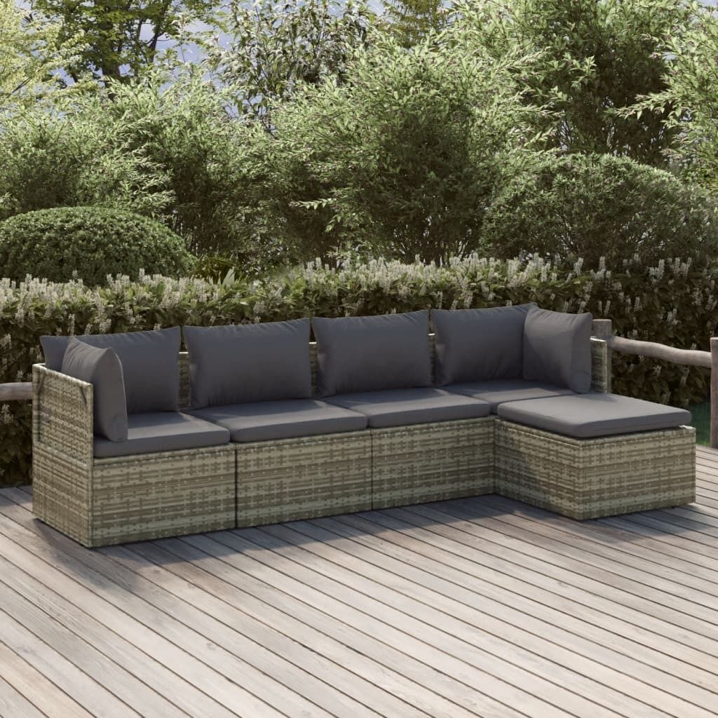 Garden Lounge Set with Cushions Grey Poly Rattan Price