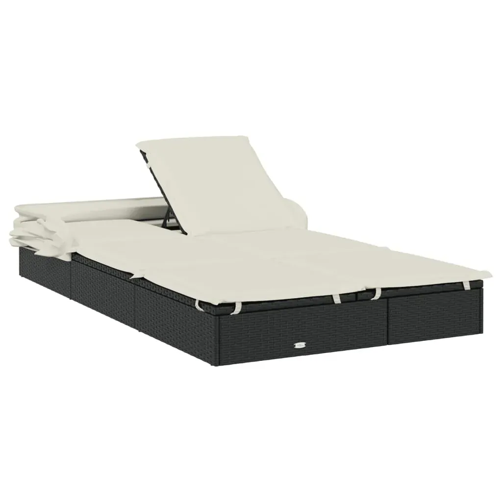 2-Person Sunbed with Foldable Roof 213x118x97 cm Poly Rattan Price