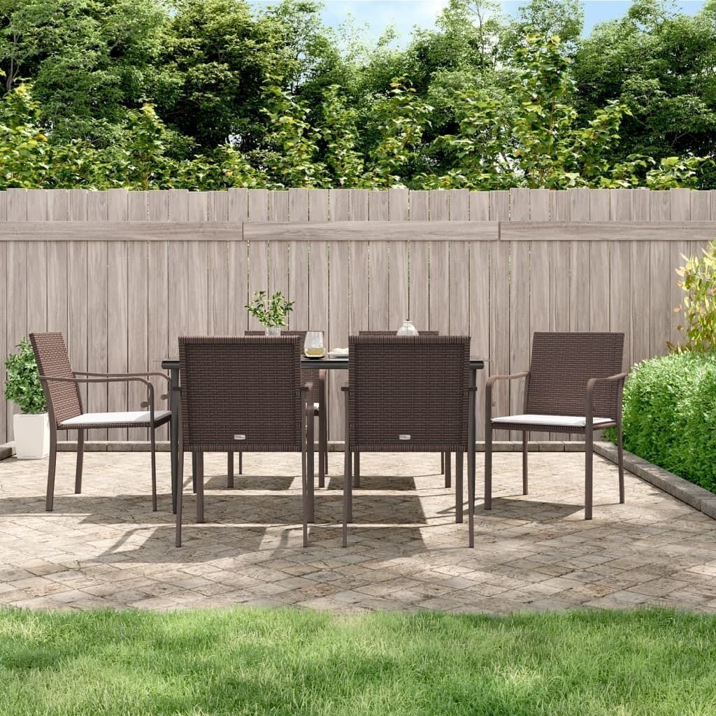 Garden Dining Set with Cushions Poly Rattan and Steel Price