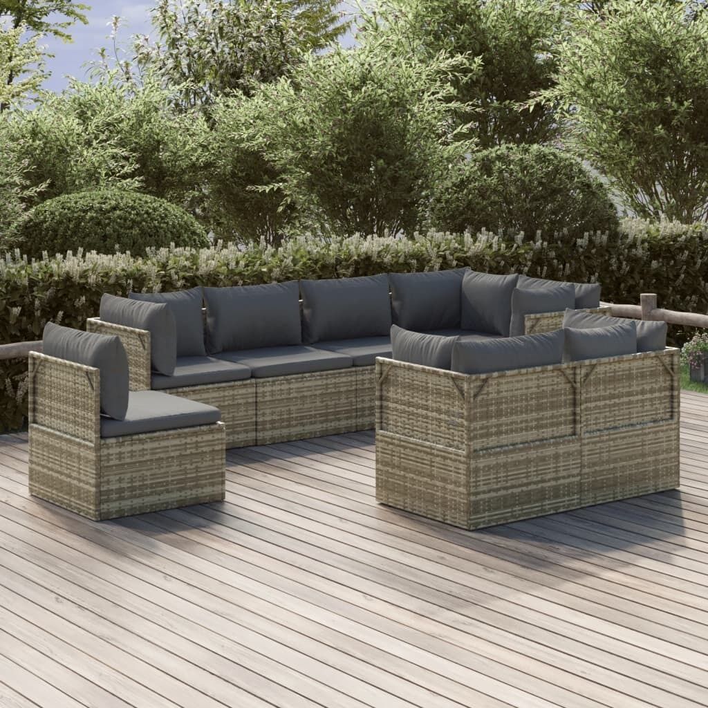 Garden Lounge Set with Cushions Grey Poly Rattan Price