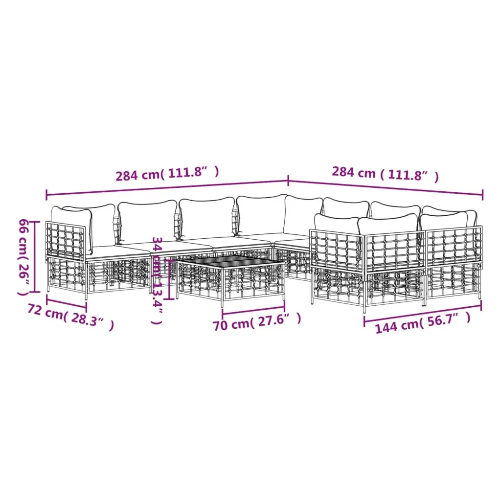 9 Piece Garden Lounge Set With Cushions Anthracite Poly Rattan Price