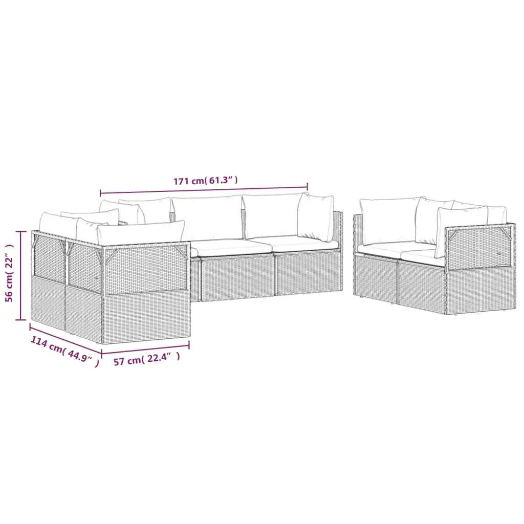 Garden Lounge Set with Cushions Grey Poly Rattan Price