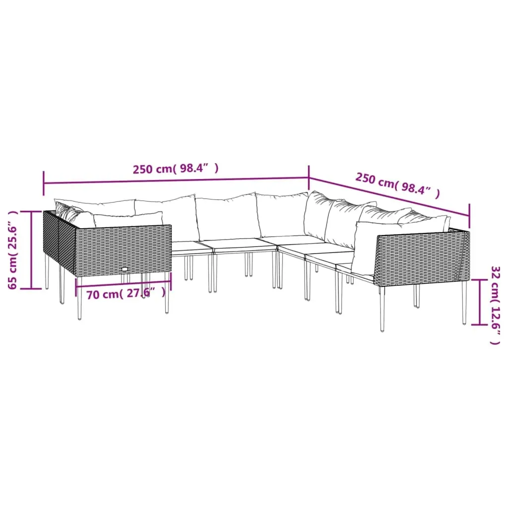 Garden Lounge Set with Cushions Grey Poly Rattan Price