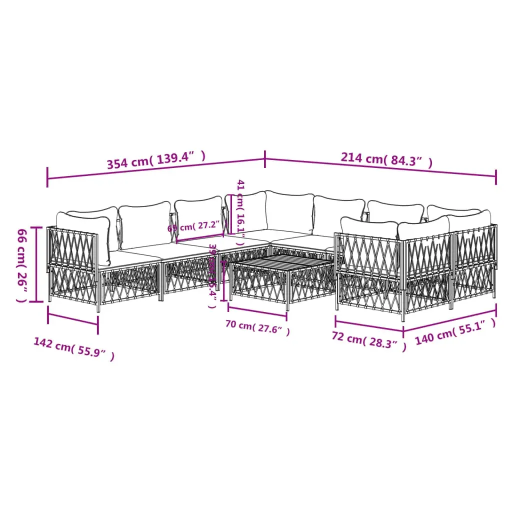 9 Piece Garden Lounge Set with Cushions Steel Price