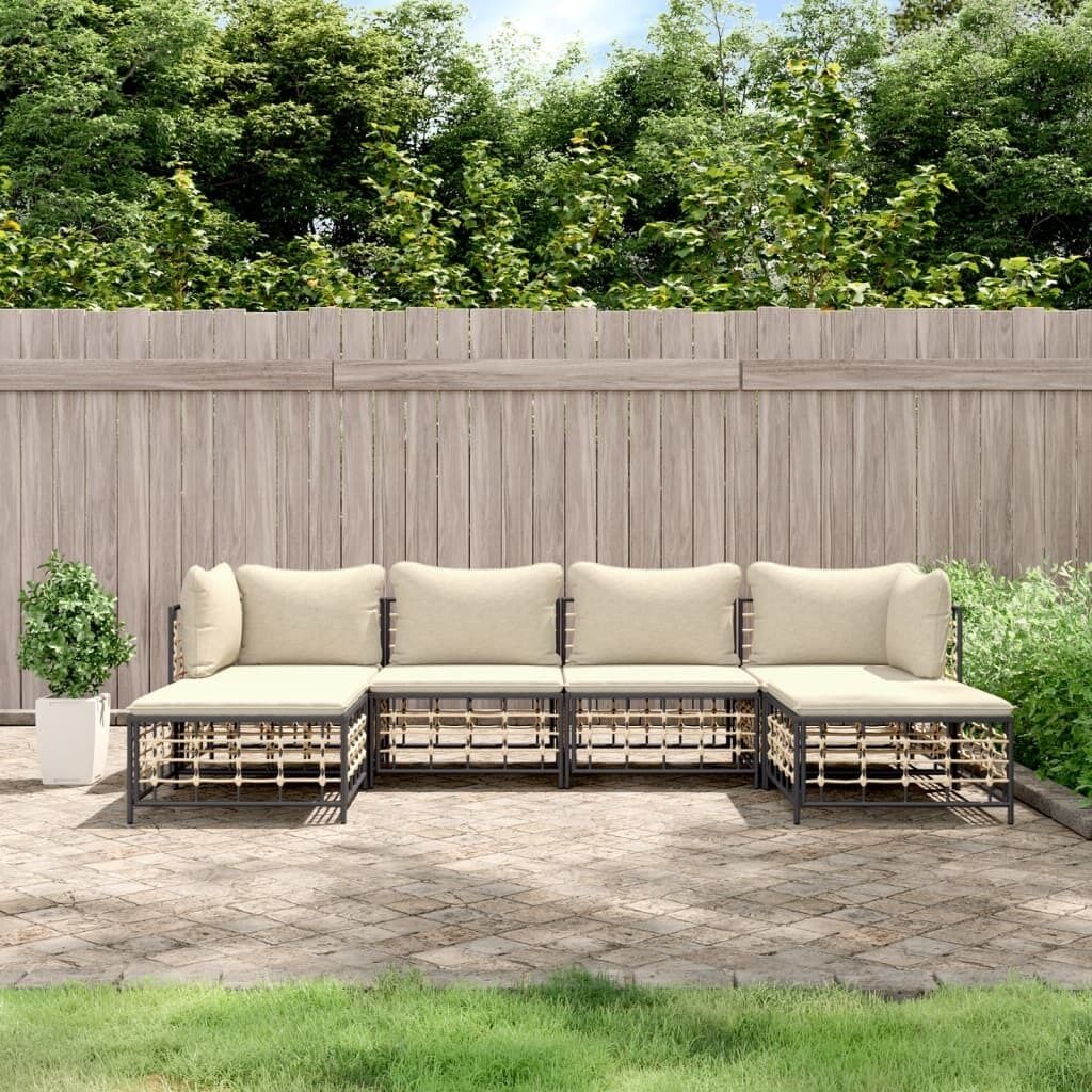 Garden Lounge Set with Cushions Anthracite Poly Rattan Price