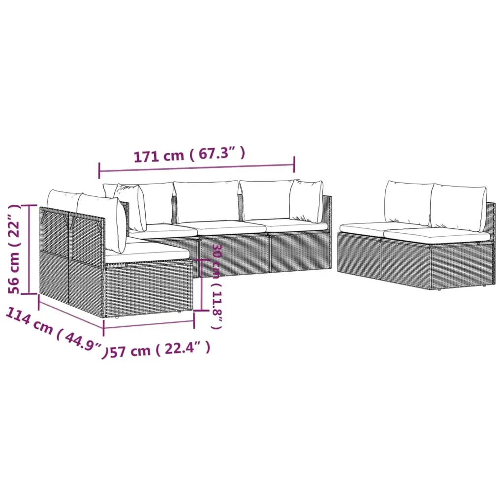 Garden Lounge Set with Cushions Grey Poly Rattan Price