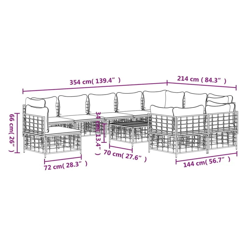 11 Piece Garden Lounge Set With Cushions Anthracite Poly Rattan Price