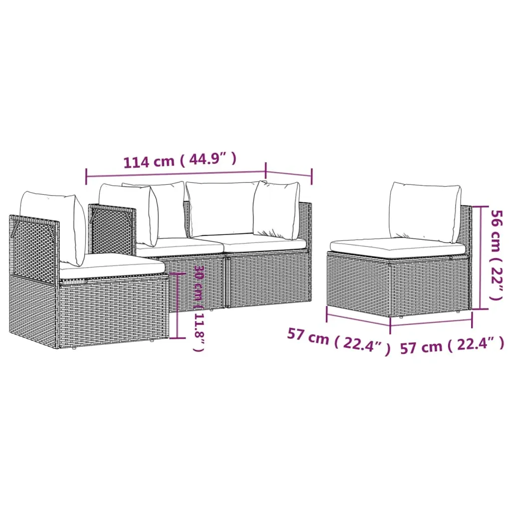 Garden Lounge Set with Cushions Grey Poly Rattan Price