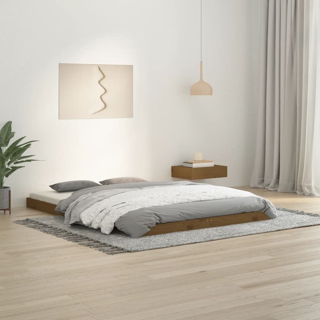 Bed Frame without Mattress White 183x203 cm King Solid Wood Pine Price