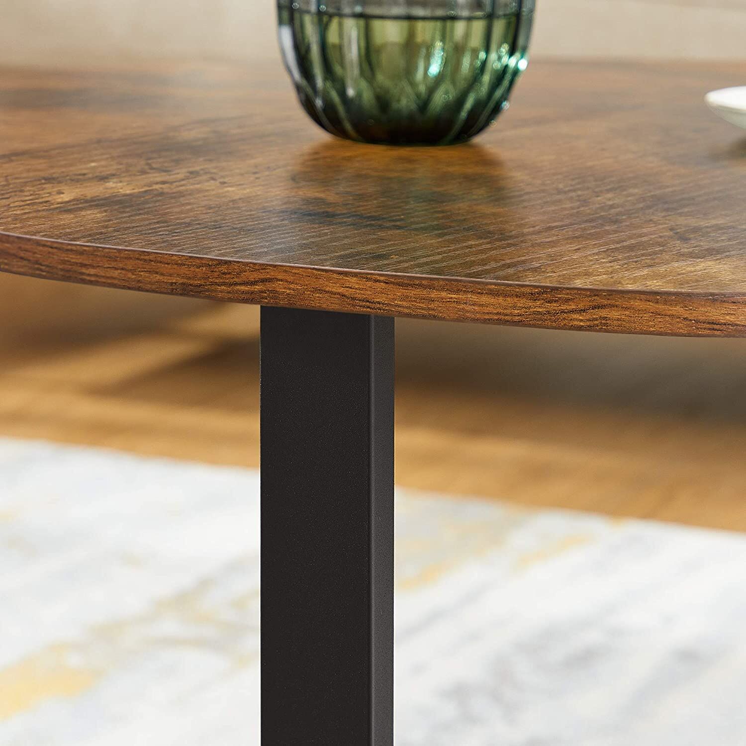 Round Coffee Table Rustic Brown and Black Price
