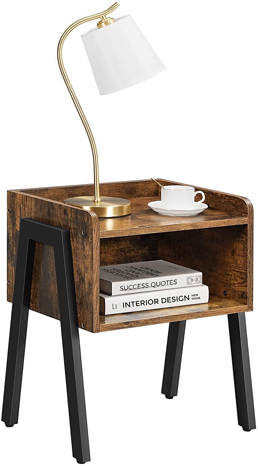 Vintage Nightstand Stackable End Table Wood Look Accent Furniture Metal Frame Price
