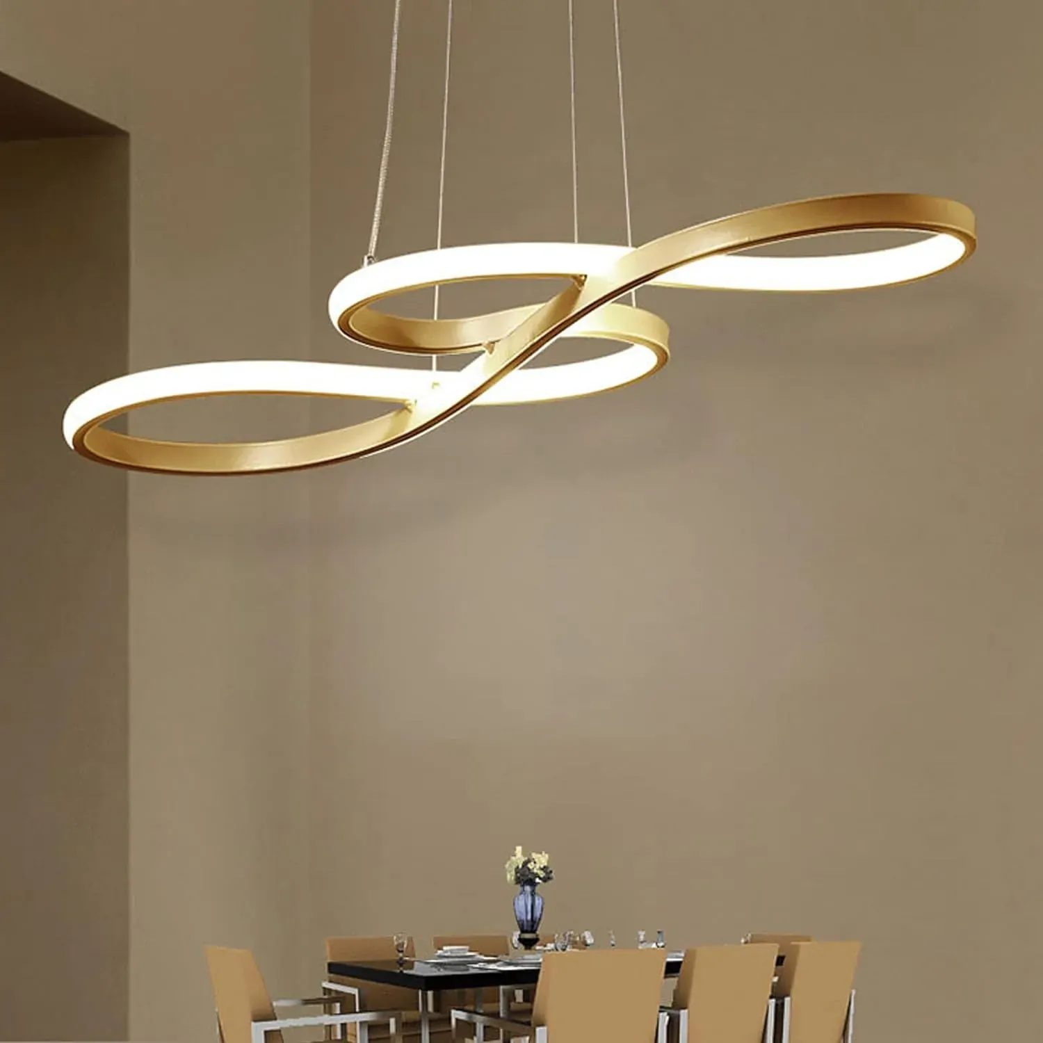 LED Modern Chandelier, Musical Note, Dimmable Pendant, Gold Price