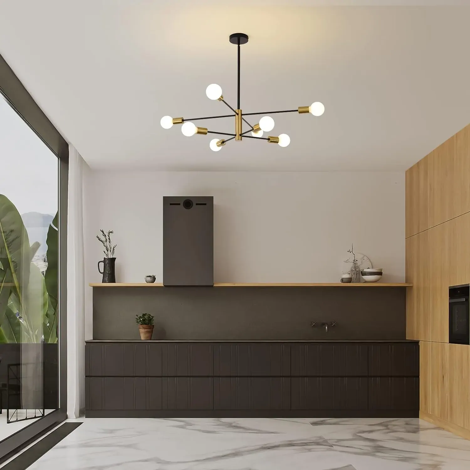 Sputnik Chandelier Modern Industrial, 8-Light , Black & Gold Price