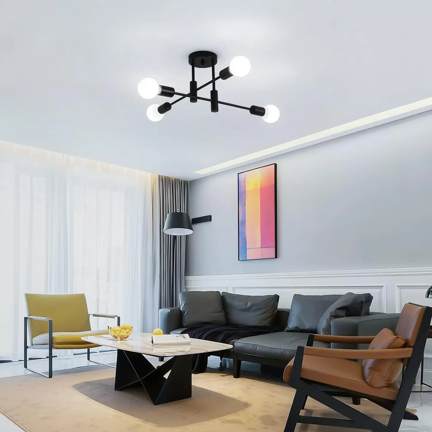 Mid Century Chandelier Modern, 4-Light Price