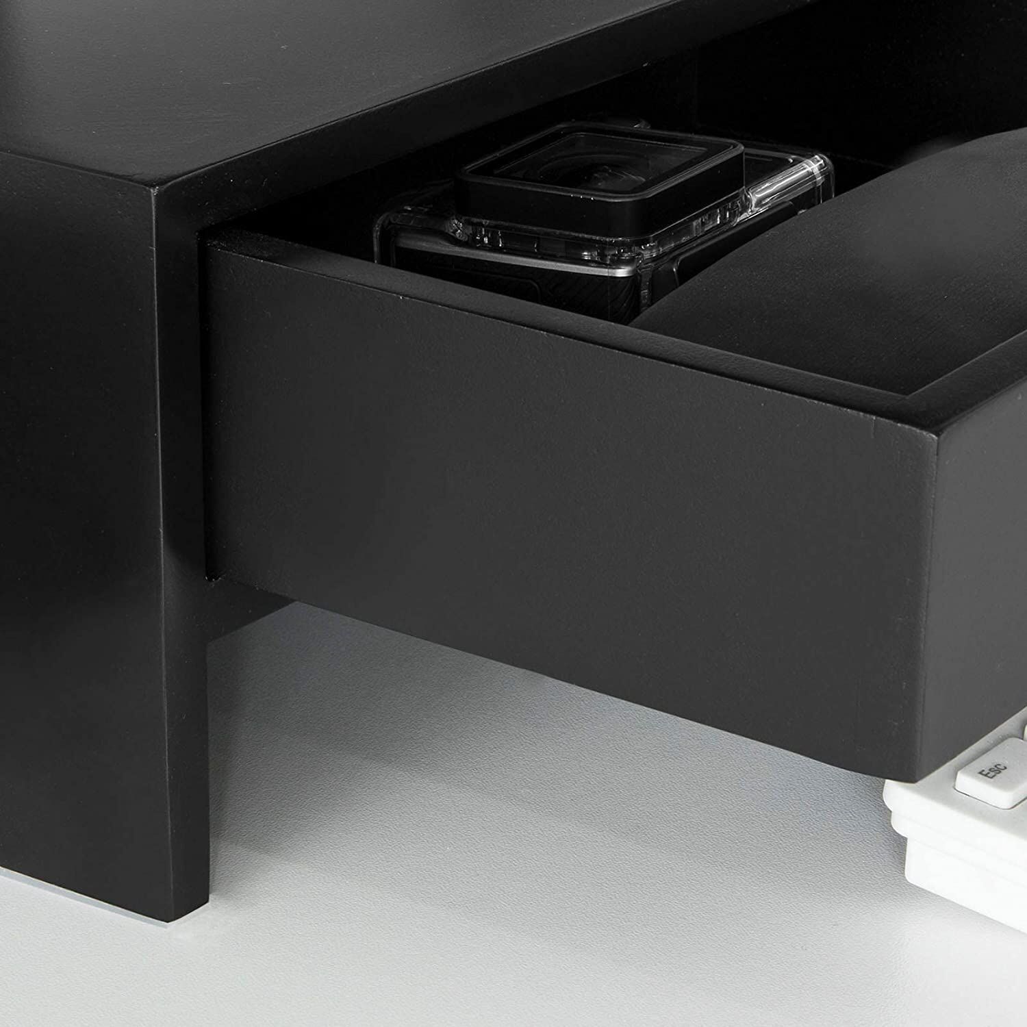 Black Monitor Stand Desk Organizer with 2 Drawers Price