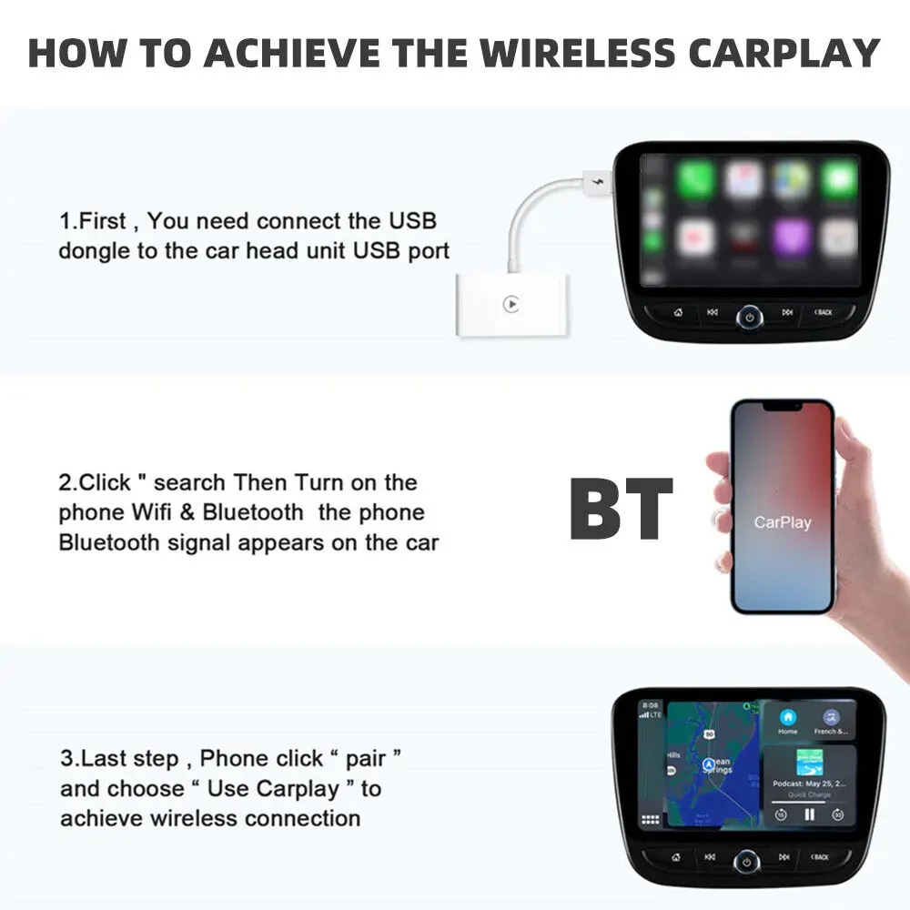 USB Wireless CarPlay Adapter Dongle for Apple iOS Car Auto Navigation Player NEW Price