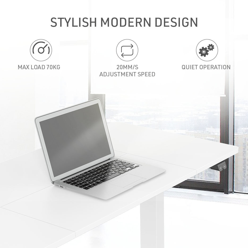 Sit To Stand Up Standing Desk, 120x60cm, 72-118cm Electric Height Adjustable, 70kg Rated, White/White Frame Price