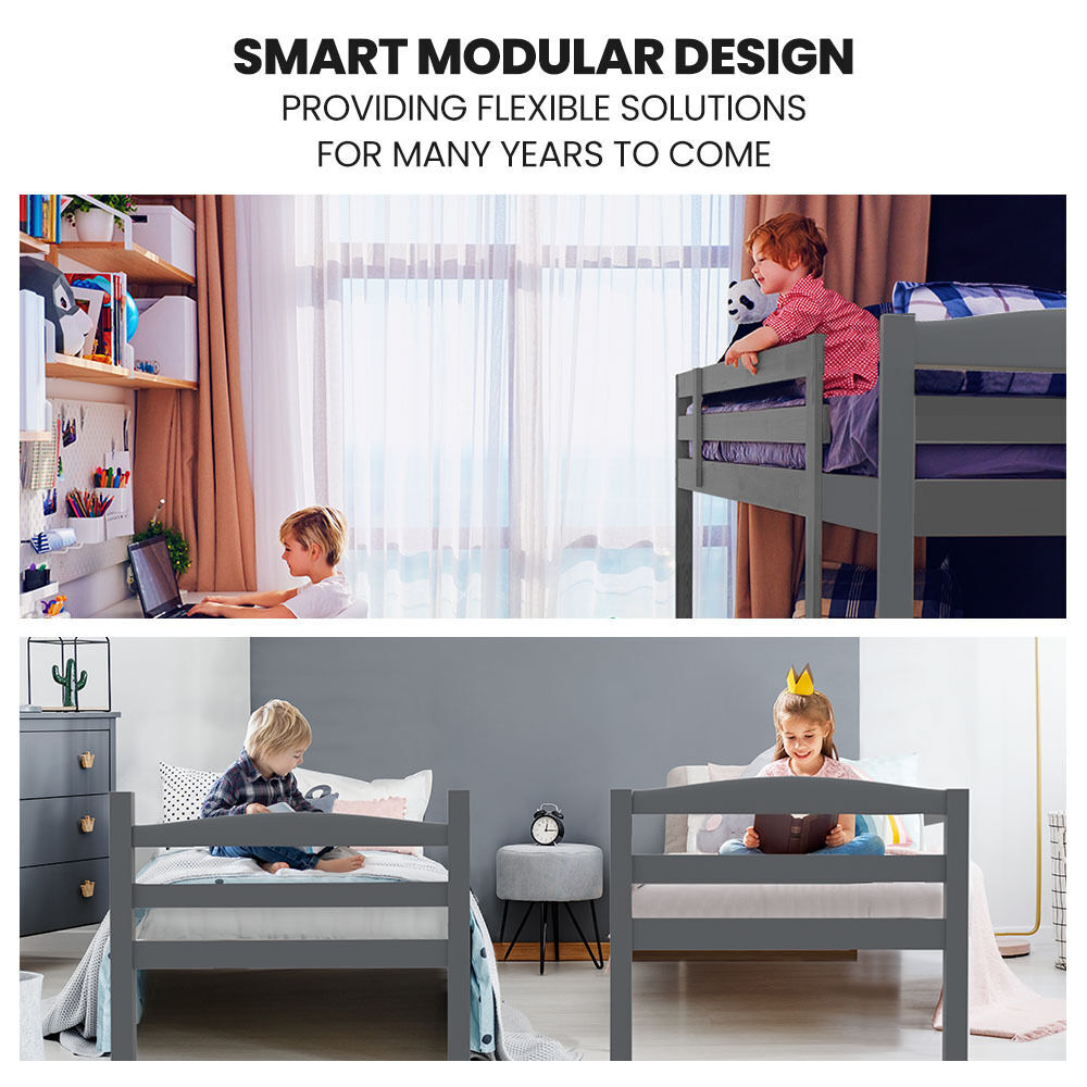 Kingston Slumber Bunk Bed Frame Single Wooden Children Timber PIne Wood Loft Kids Bedroom Furniture Price