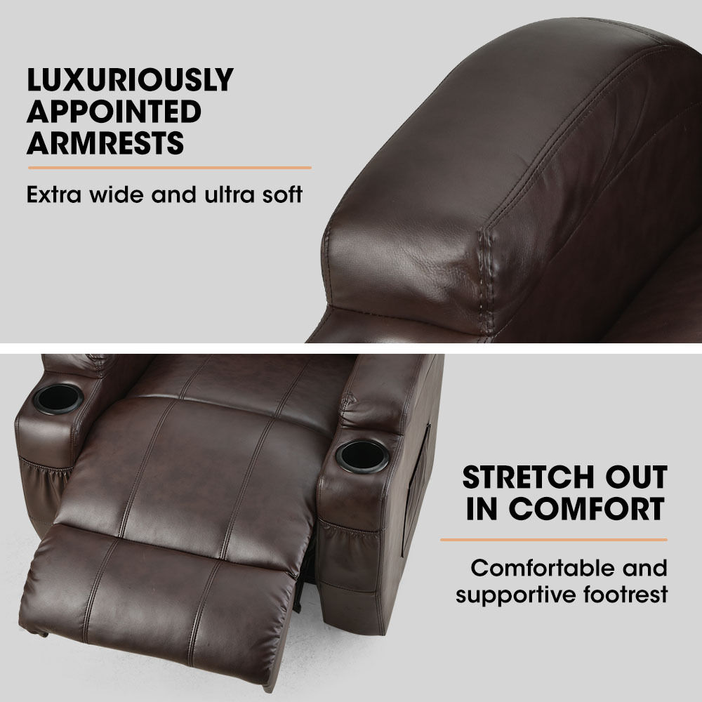 FORTIA Electric Massage Lift Recliner Chair Faux Leather 8 Point Massage Heating, Dark Crimson Price
