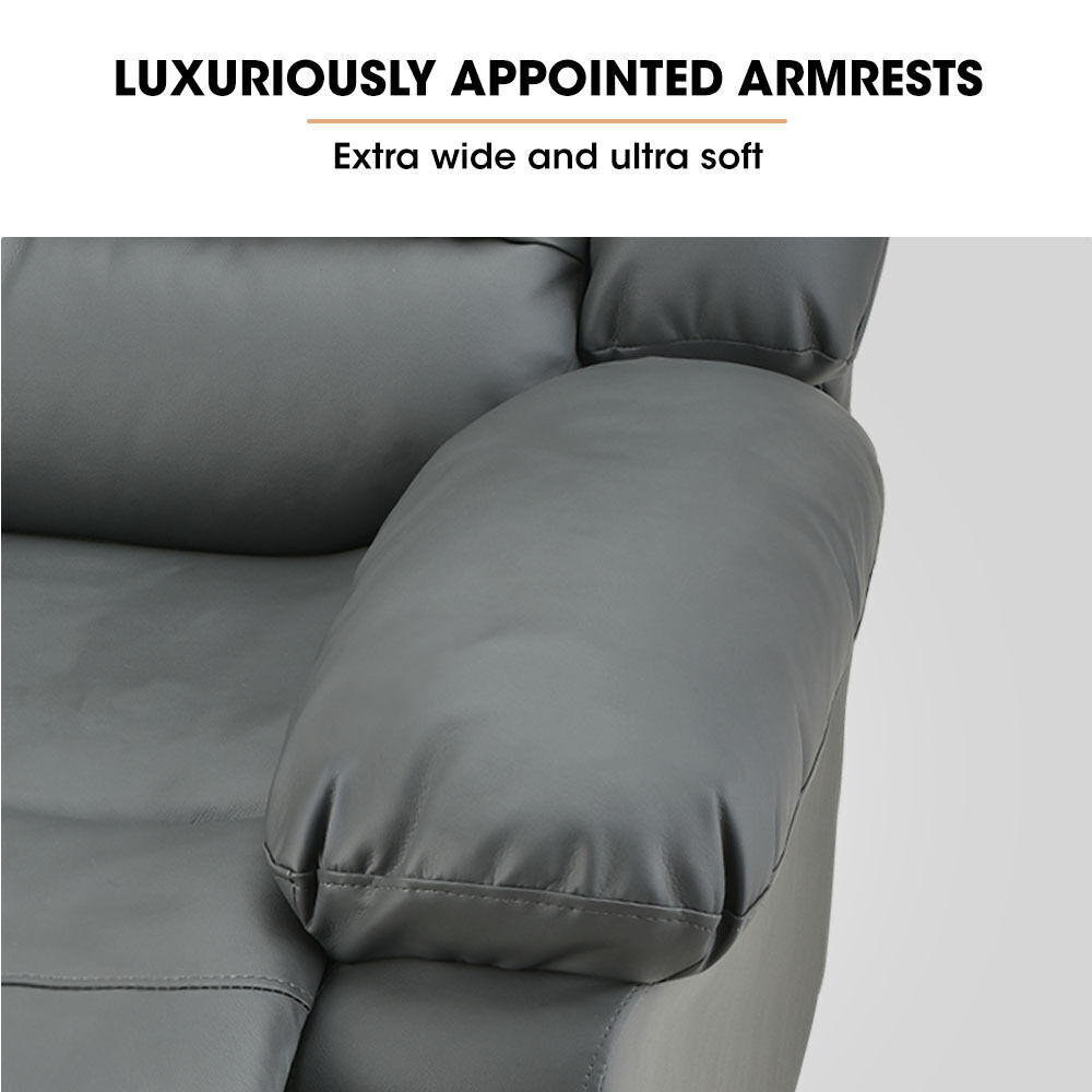 Fortia Luxury Recliner Lounge Chair, Single Faux Leather Armchair, for Home Theatre Cinema, Elderly, Grey Price