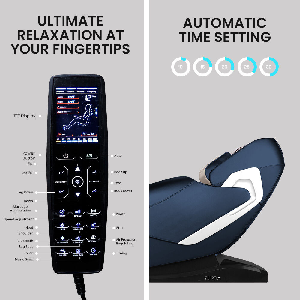 FORTIA Cloud 9 MkII Electric Massage Chair Full Body Zero Gravity with Heat and Bluetooth Navy Blue/Cream Price