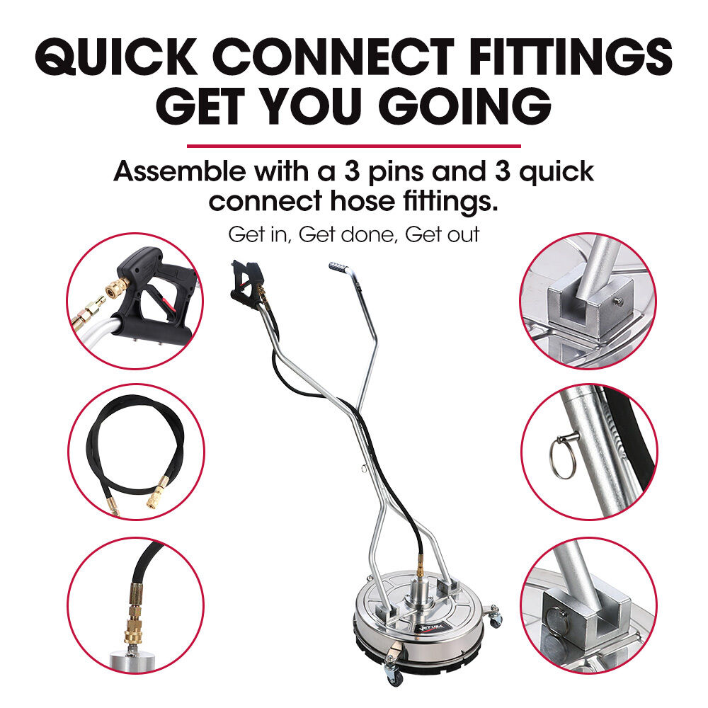Jet-USA 18" Stainless Steel Pressure Washer Surface Cleaner with Yoke Handlebar, 3/8" Fitting, For Concrete Driveway Patio Floor Price