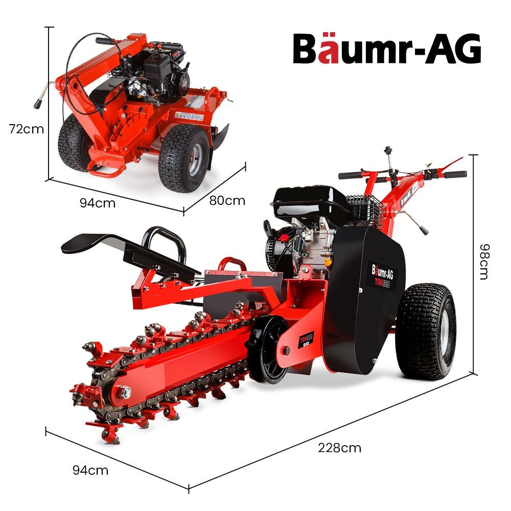 Baumr-AG Trencher 600mm / 24" Trench Ditch Digger 4-stroke Petrol Chain Driven Price