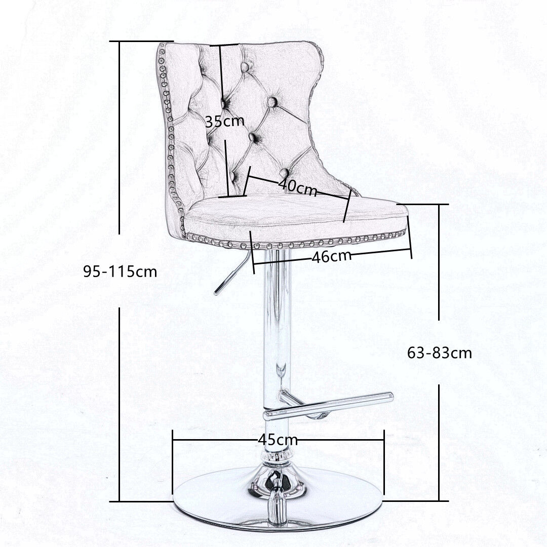 4x Height Adjustable Swivel Bar Stool Velvet Stud Barstool with Footrest and Chromed Base- Gray Price