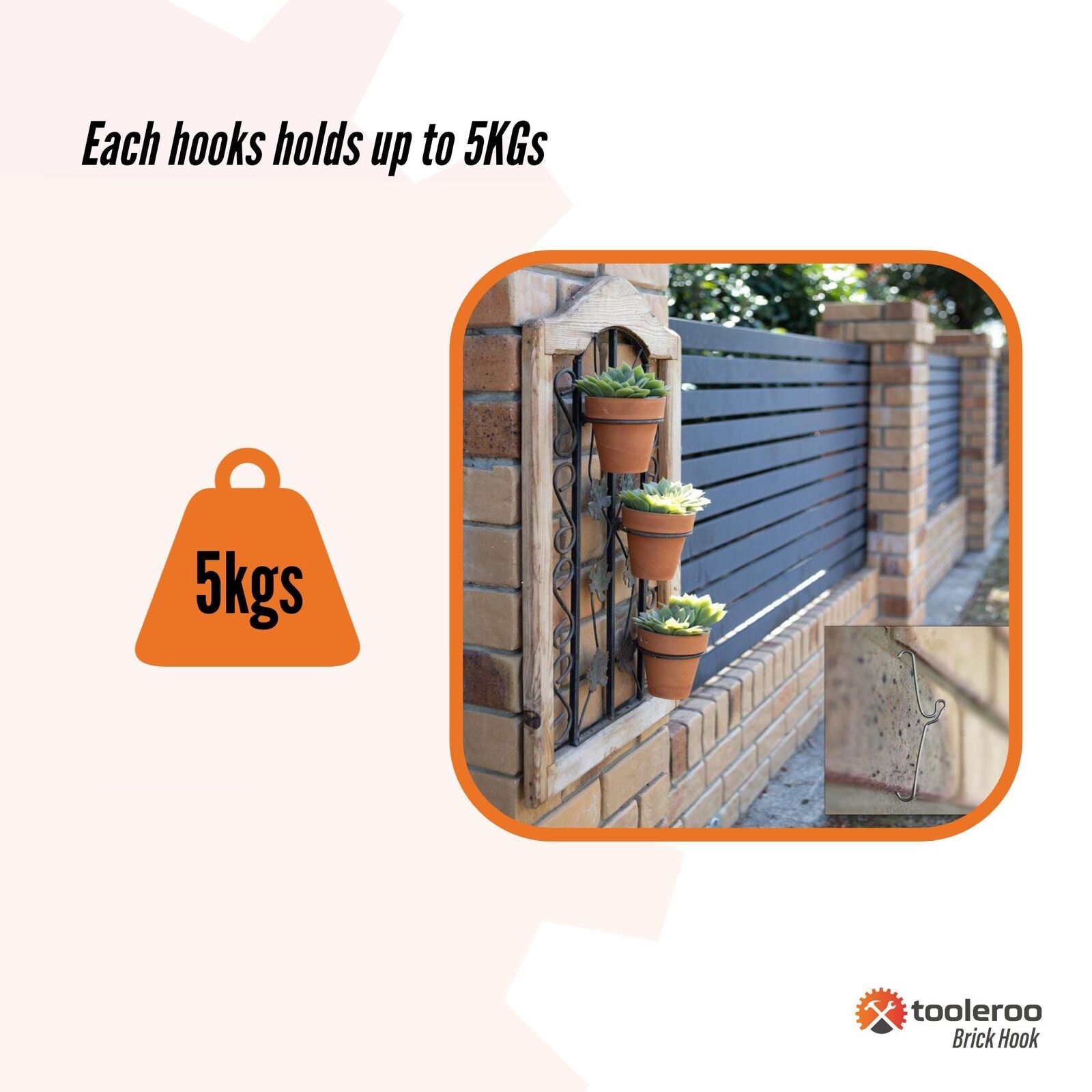 10 Pack 65mm (2.5") Brick Hooks - Wall Crab Clips Hangers For Pictures Plants Price
