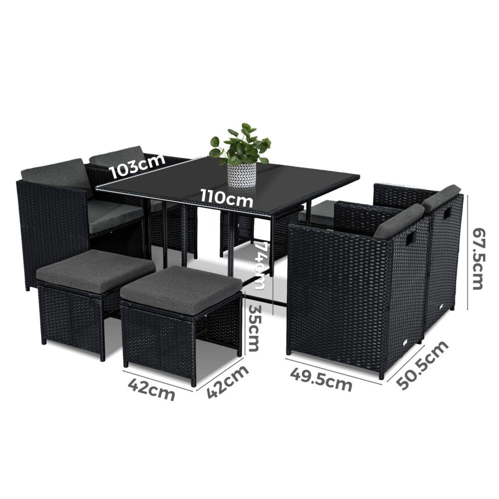 Horrocks 8 Seater Outdoor Dining Set-Black Price