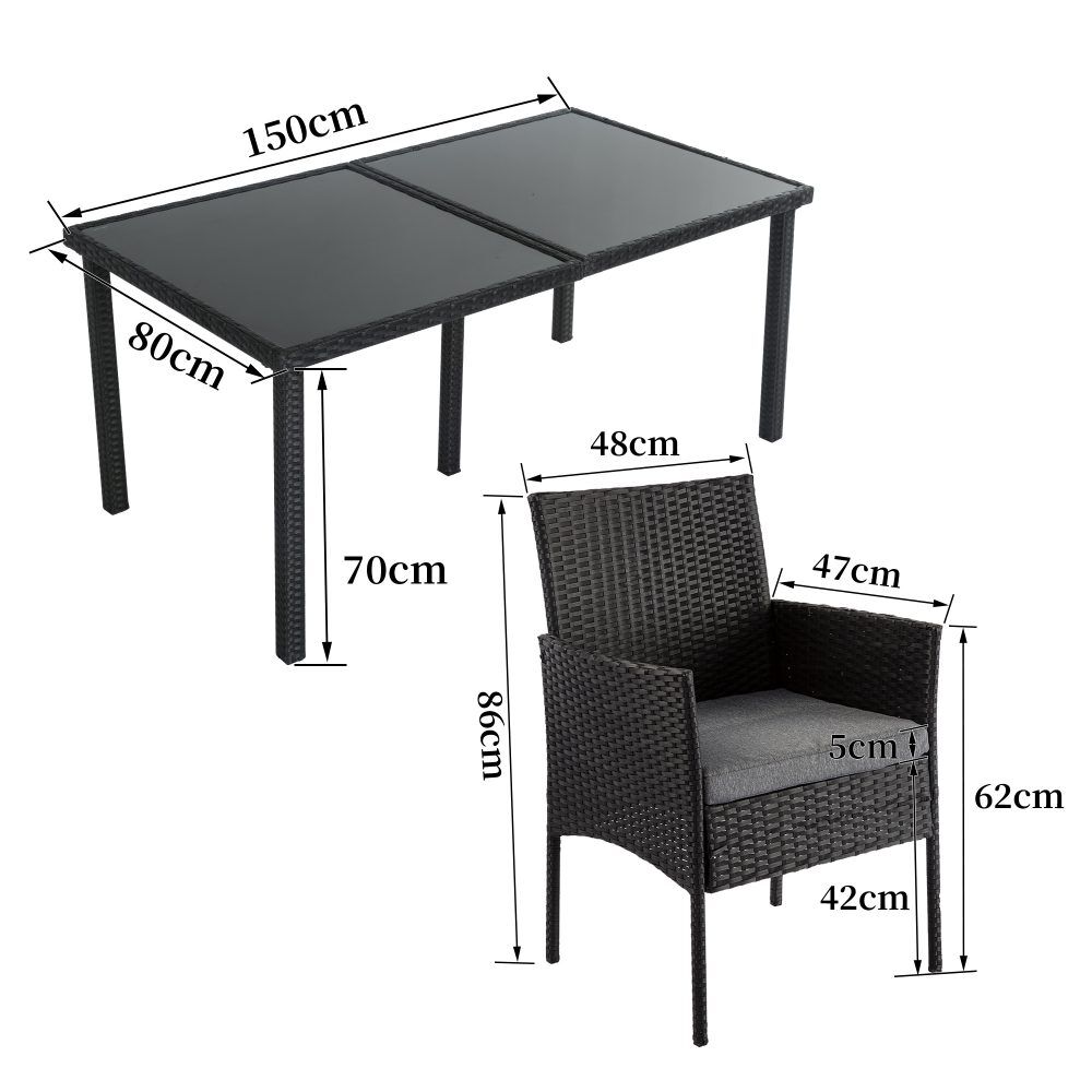 Outdoor Minimalist Black Wicker 6-Seater Dining Set Price