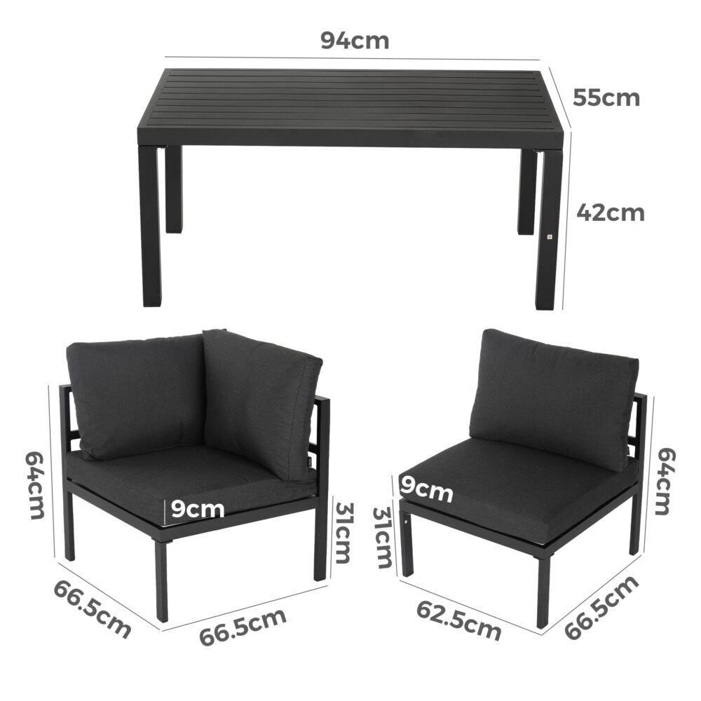 Outdoor Charcoal Grey Minimalist 5 Piece Lounge Set Price