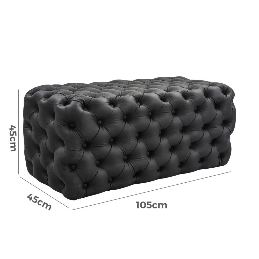Black Leathaire Ottoman-Rectangular Price