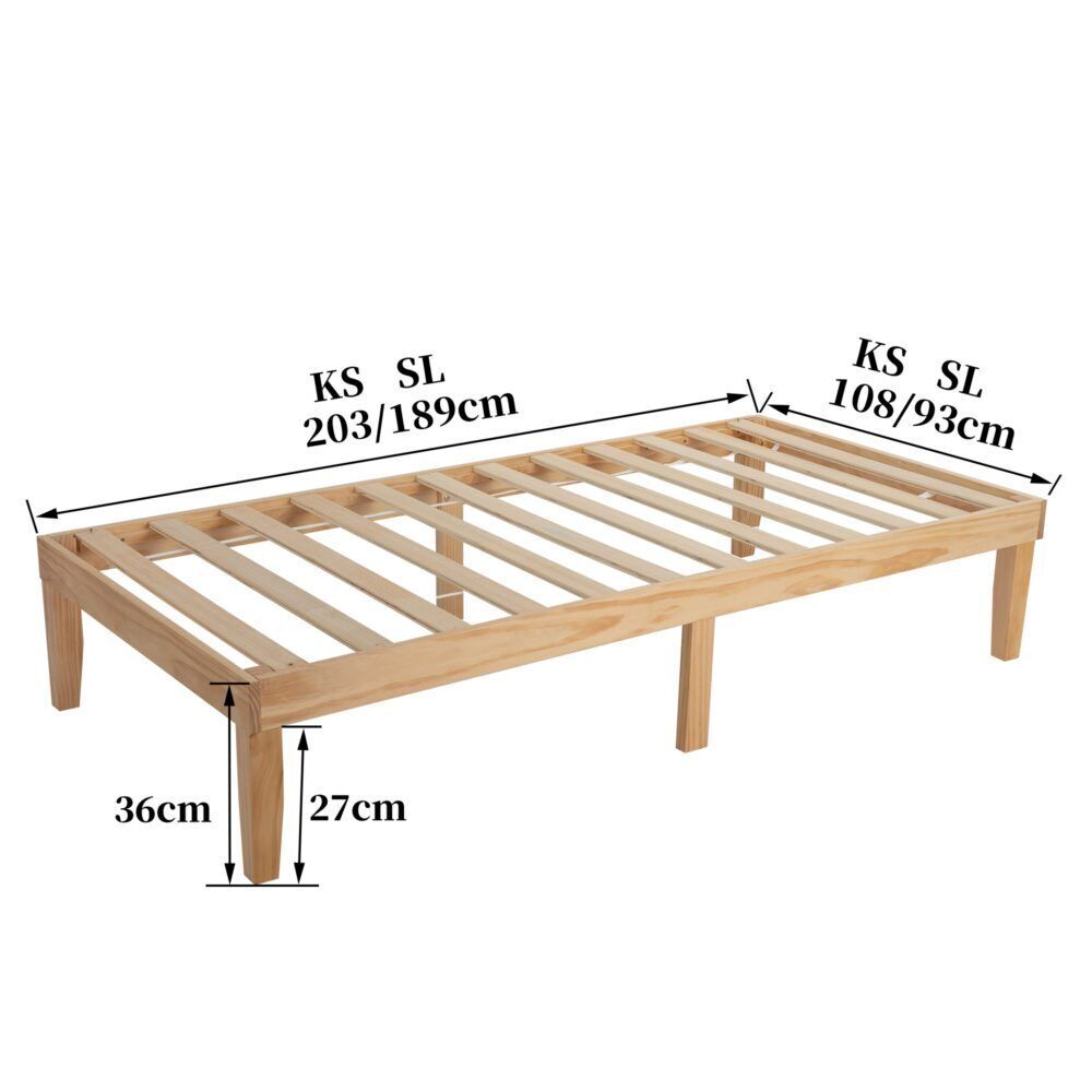 Single Size Warm Wooden Natural Bed Base Frame – Single Price