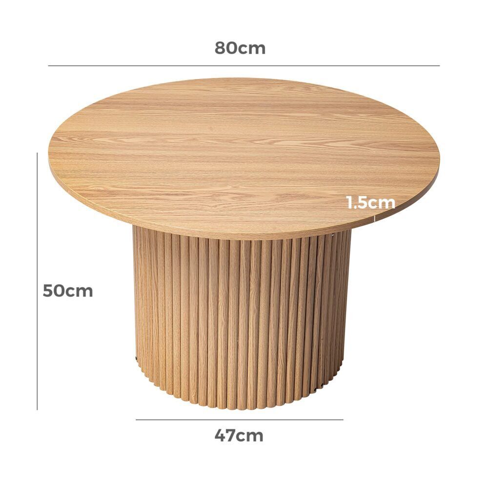 Luxe Ribbed Round Coffee Table Wooden Price