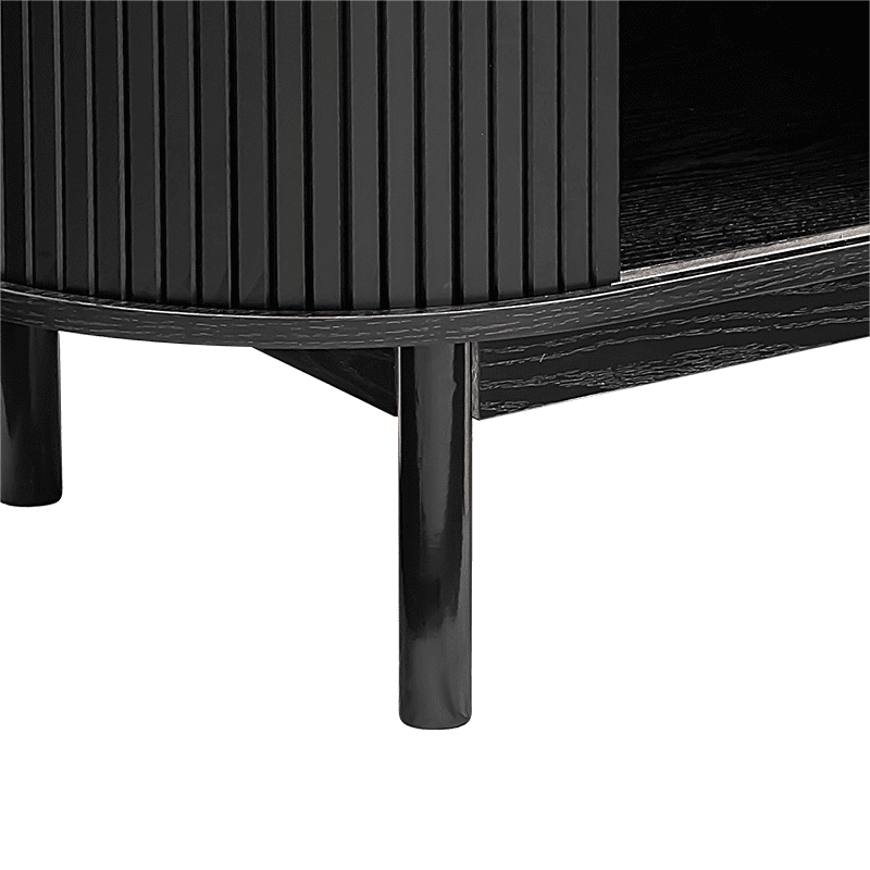 Mid-Century Black Ribbed Sideboard Cabinet Price