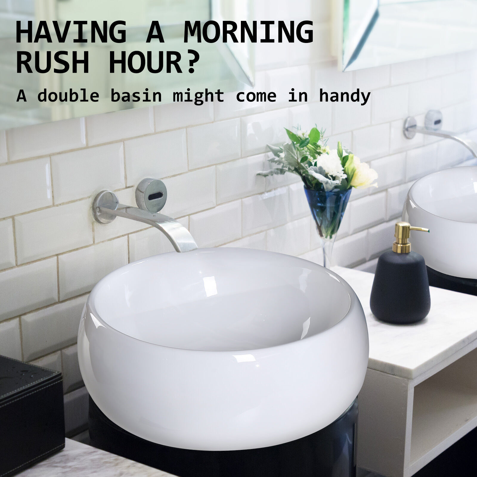 Muriel 40 x 40 x 15.5cm White Ceramic Bathroom Basin Vanity Sink Round Above Counter Top Mount Bowl Price