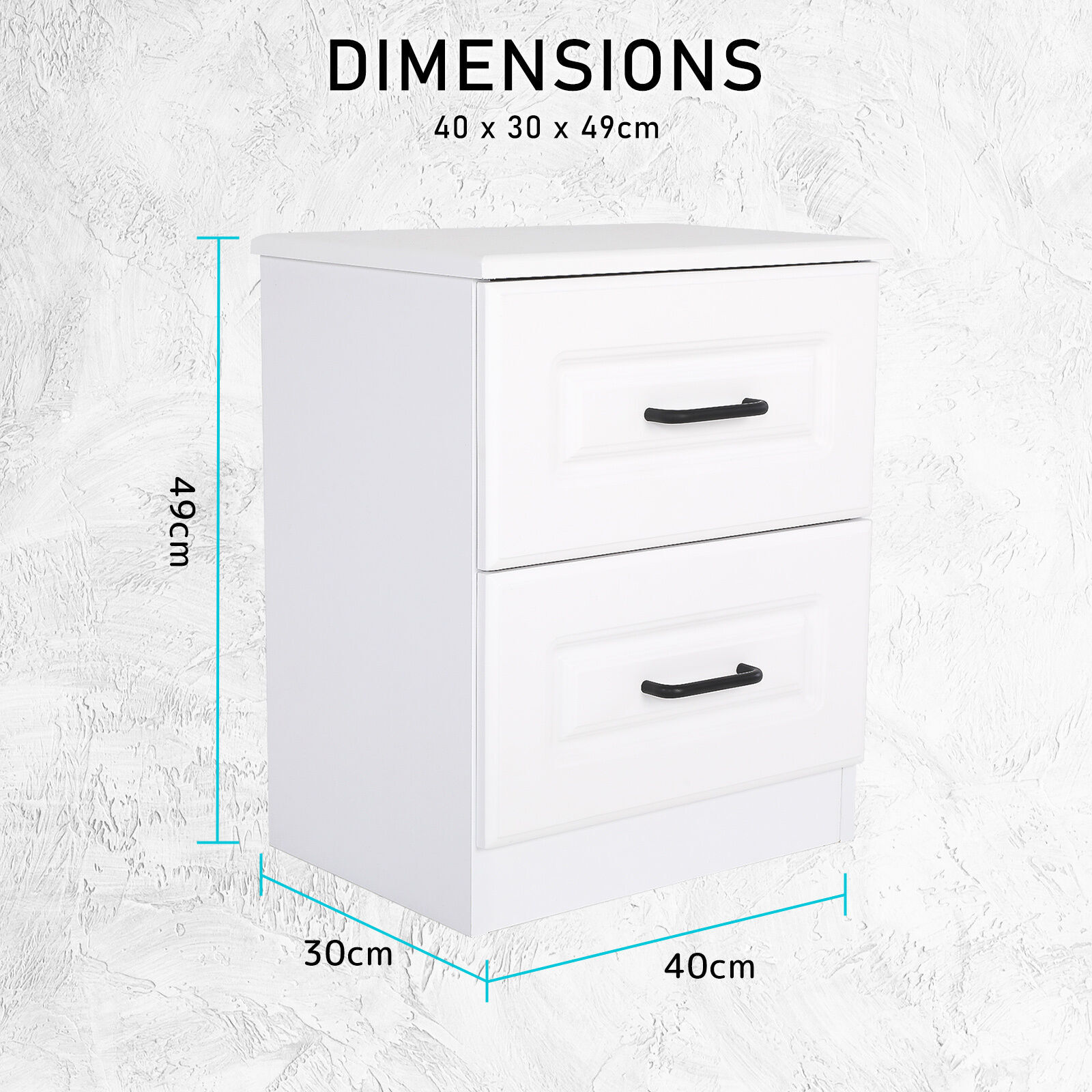 Bedside Table Side Storage Cabinet Nightstand Bedroom 2 Drawer KEVA WHITE Price