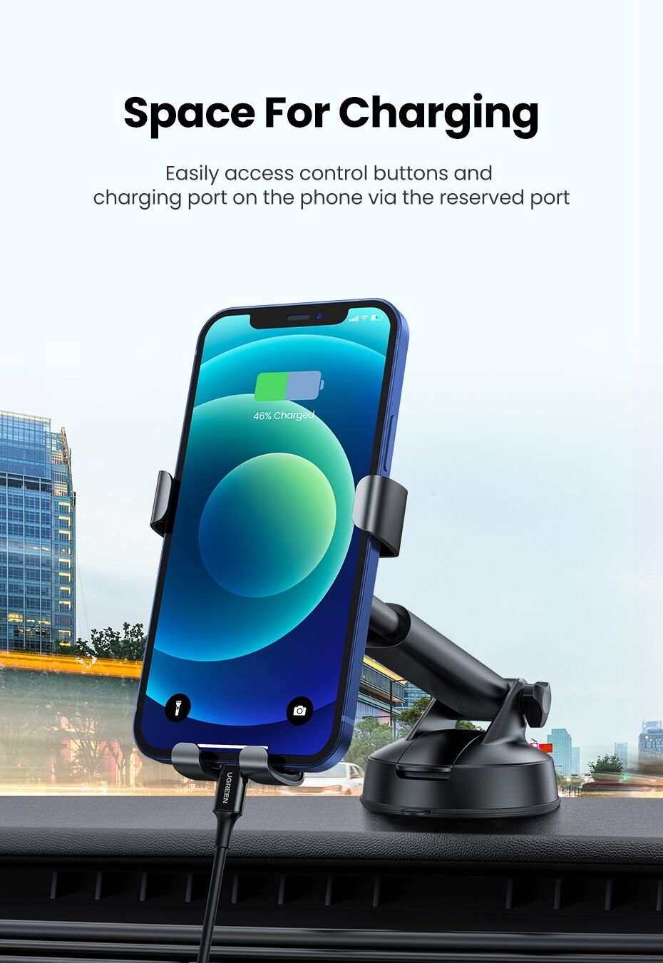UGREEN 60990 Gravity Phone Holder with Suction Cup (Black) Price