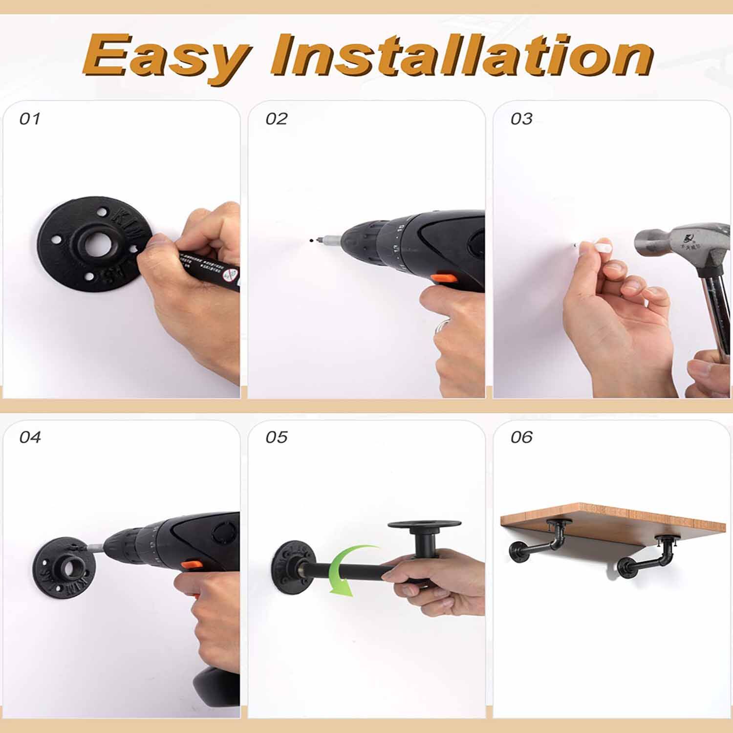 4PCS Pipe Floating Shelf Bracket Industrial Pipe Shelf Bracket Mounting Bracket Storage Racks Decor Price