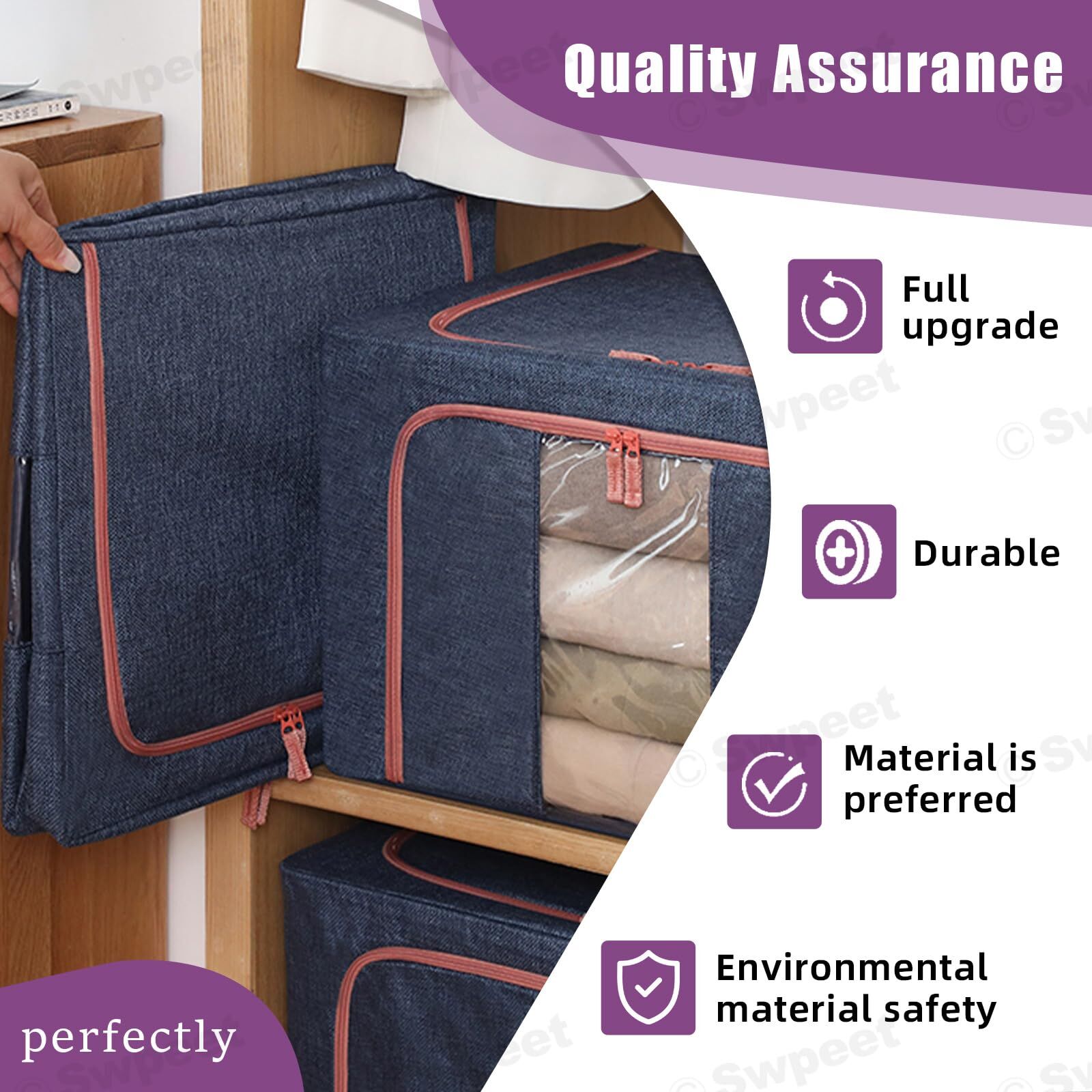 100L Cloth Storage Box Closet Organizer Storage Bags Clothes Storage Bags Wardrobe Organizer Idea Grey Blue Price